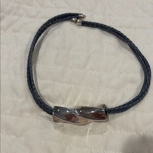 Silver and Black Braided Necklace